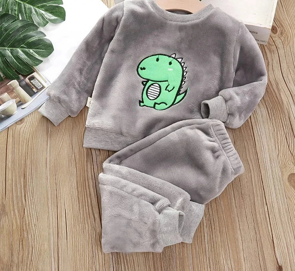 Kids Bear Leader Design Thick Coral Velvet Homewear Set childrensterritory