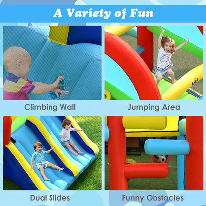 Kids Bouncy Jumping Castle w/ Dual Slides Without Blower childrensterritory
