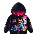Floral Print Warm Zipper Hoodie for Kids Girls childrensterritory