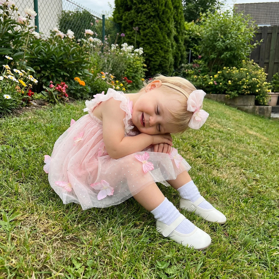 Baby Girl Ruffled Tulle Butterfly Embroidery Princess Dress