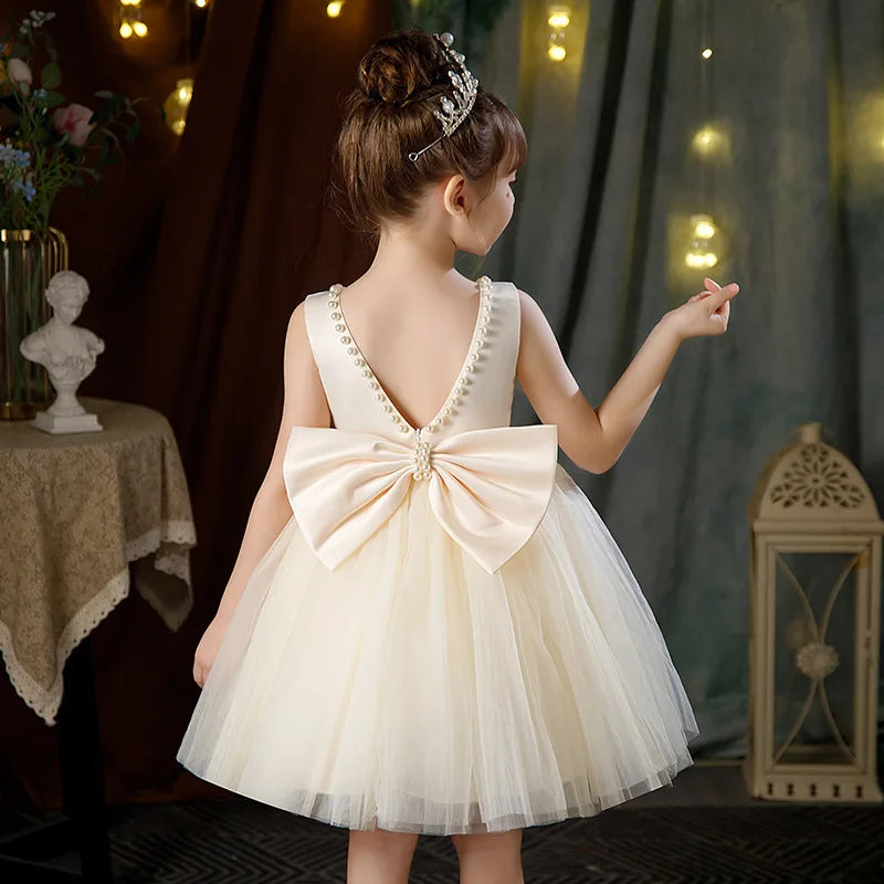Sleeveless Bow Design Cute Princess Dresses For Girls childrensterritory