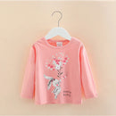 Long Sleeve Cartoon Print Cotton Kids Girls Tops childrensterritory