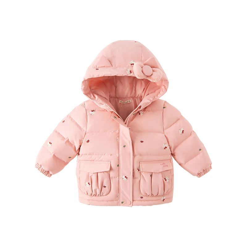 Cute Girls Kitty Printed Hooded Warm Jackets childrensterritory