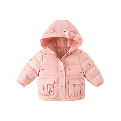 Cute Girls Kitty Printed Hooded Warm Jackets childrensterritory