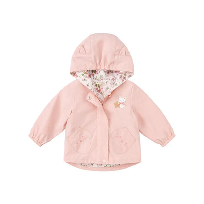Kids Pink Cartoon Hooded Long Sleeve Casual Jacket childrensterritory