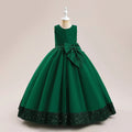 Solid Color Sequin Bow Design Kids Girls Formal Evening Vestidos childrensterritory