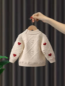 Girls' Long-Sleeved Heart Design Winter Sweater childrensterritory
