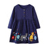 Animals Cartoon Embroidered Design Casual Dresses for Girls childrensterritory
