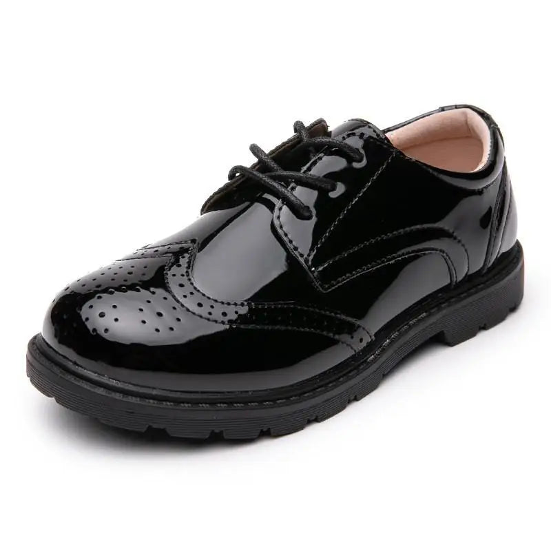 Kids Boys Genuine Leather Flat Classic Black Loafers
