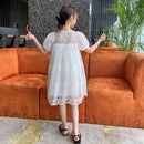 Casual Style Girls Lace Floral Dress For Summer