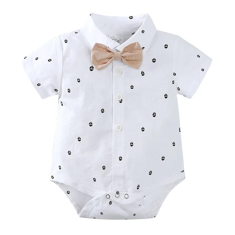 Baby Boy Formal Gentleman Rompers Suit with Hat for Birthday