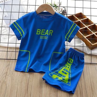 Kids Printed 2PCS Sports T-Shirt and Shorts Set for Summer childrensterritory