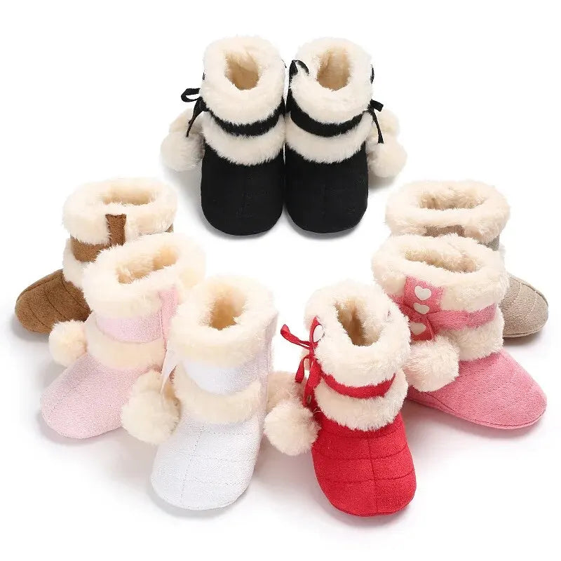 Pompom Design Warm Snow Boots in 4-Colors for Infants childrensterritory