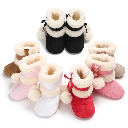 Pompom Design Warm Snow Boots in 4-Colors for Infants childrensterritory