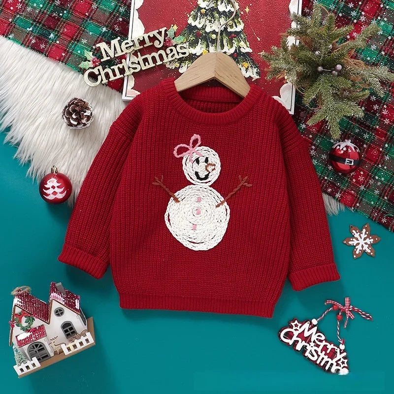 Kids Embroidery Design Long Sleeves Winter Sweater