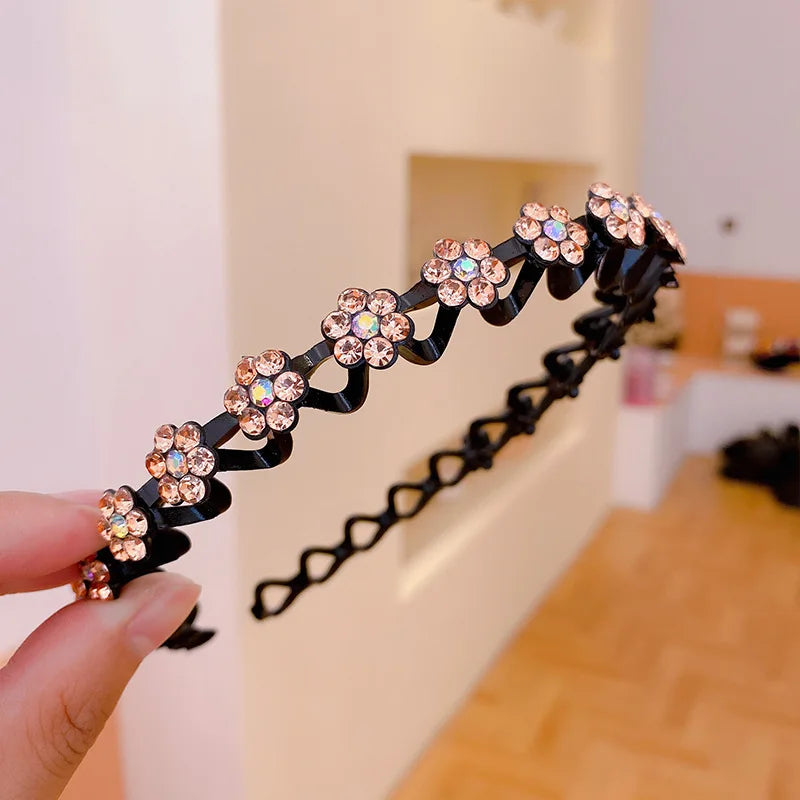 Pearl &amp; Rhinestone Decorated Non-Slip Hairbands for Girls