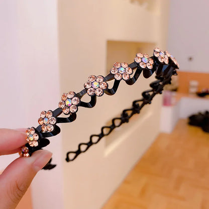 Pearl &amp; Rhinestone Decorated Non-Slip Hairbands for Girls