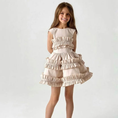 Kids Girls Cake Lace Skirt and Tank Top Dresses