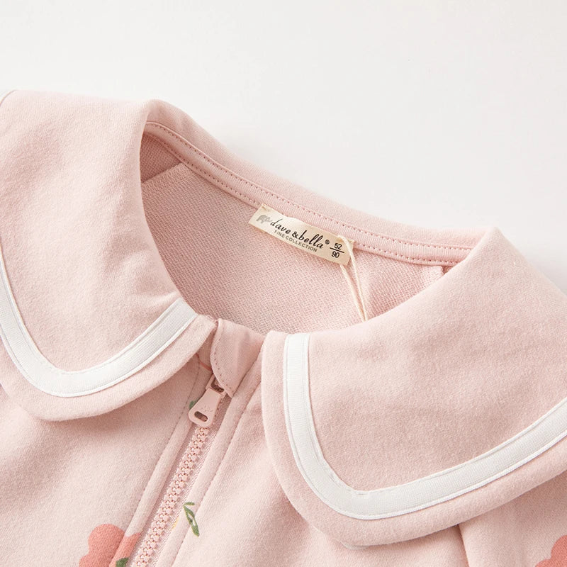Kids Zipper Floral Print Long Sleeve Warm Coat Set childrensterritory