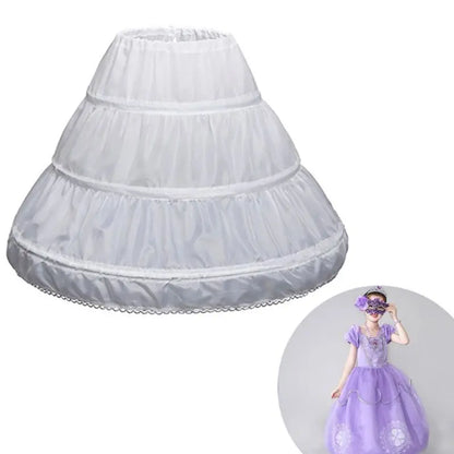 Kids Girls Lace Design 3 Hoops Underskirt for Dresses