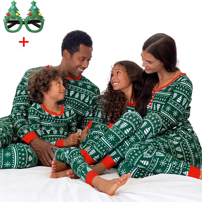 Elk and Tree Print Matching Winter Loungewear Pjs
