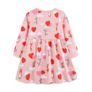 Cartoon Rabbits with Heart Balloons Design Girls Casual Dress childrensterritory