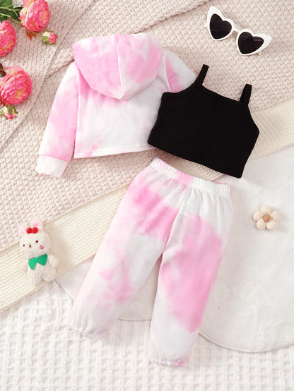 Infant Girl Tie-dye Hoodie &amp; Pants 2PCS Outfit