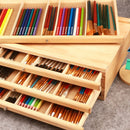 Multi-Layer Wooden Easel Box with Drawers for Stationery Storage childrensterritory