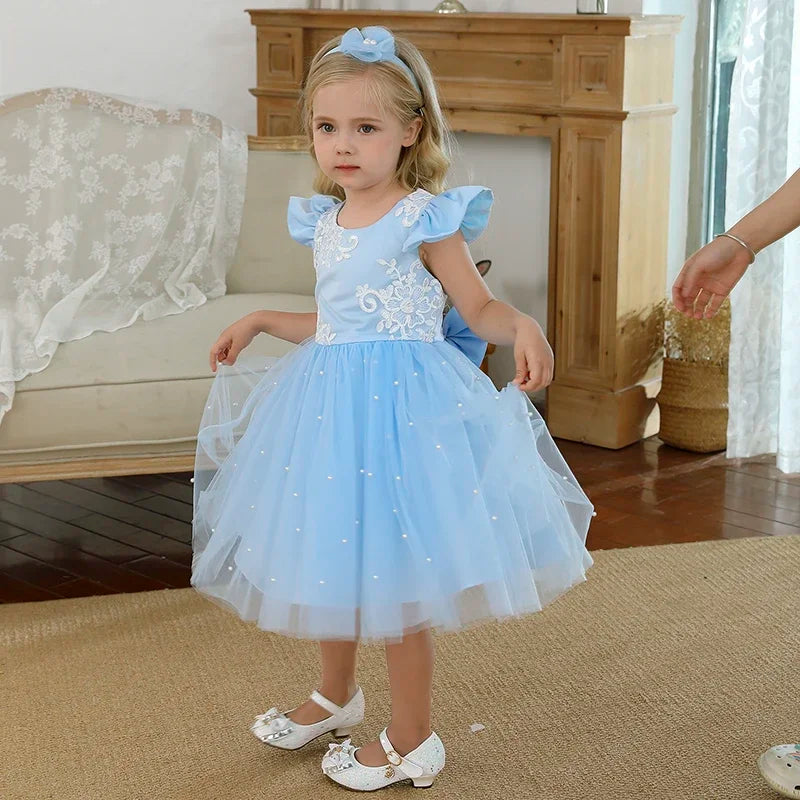 Baby/Kids Girls Lace Pearls Princess Party Dress