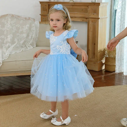 Baby/Kids Girls Lace Pearls Princess Party Dress