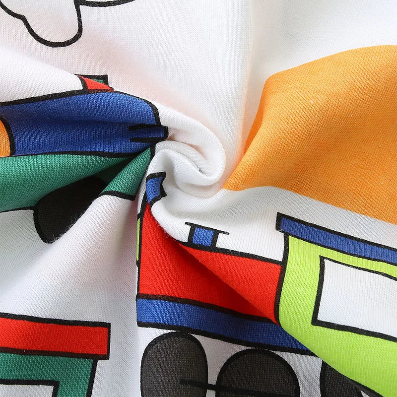 Boys Train Cartoon Print Casual Summer T-shirt