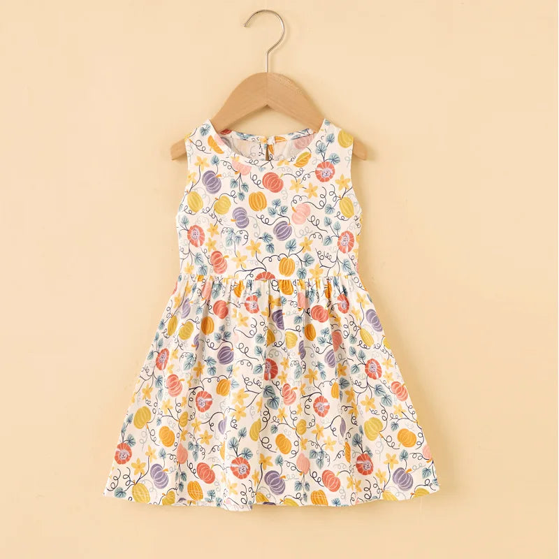 Kids Girls Cartoon Pattern Summer Party Dresses