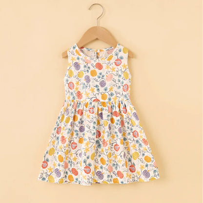 Kids Girls Cartoon Pattern Summer Party Dresses