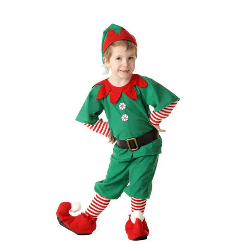 Family Matching Christmas Elf Costume Girls Elf Dress Sets childrensterritory