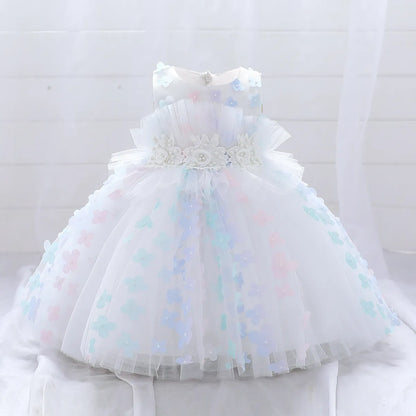 Elegant Bow Lace-Decorated Little Girls Tutu Party Dresses childrensterritory