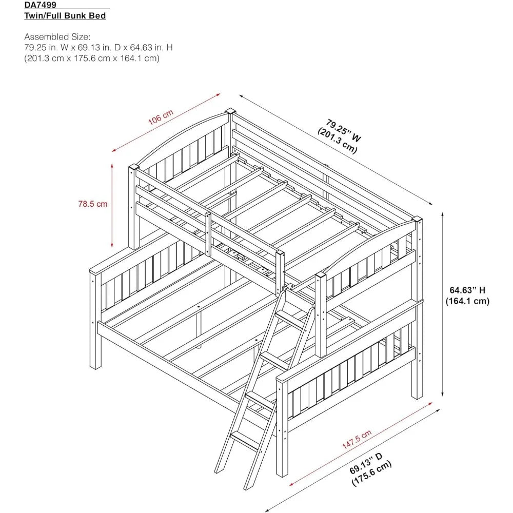 Solid Wood White Bunk Bed With Ladder and Guard Rail childrensterritory