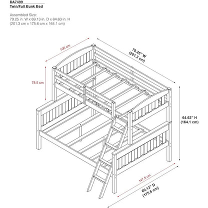 Solid Wood White Bunk Bed With Ladder and Guard Rail childrensterritory