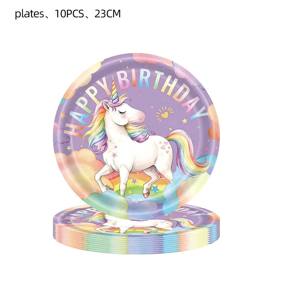 Kids Unicorn Theme Birthday Party Decorations Set