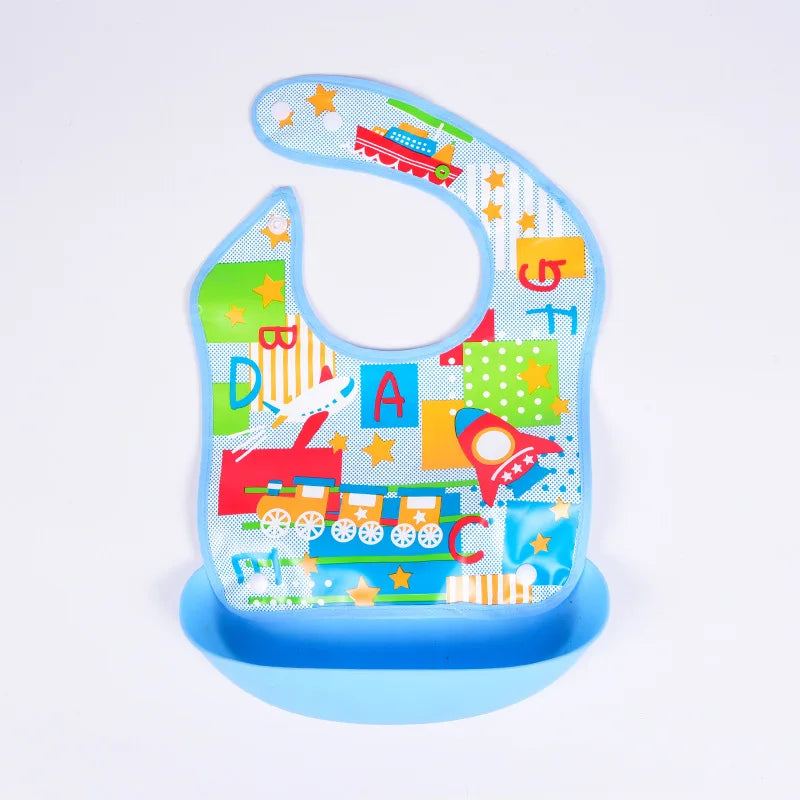 Soft Waterproof Cartoon Printed Adjustable Baby Bibs