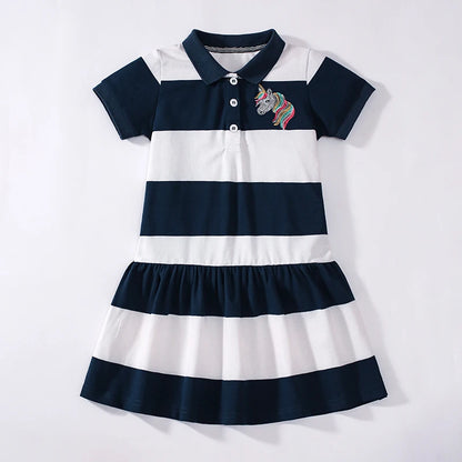 Little Girls Cartoon Embroidered Design Summer Dresses childrensterritory