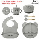 Personalized 6Pcs Toddler Feeding Suction Bowl Silicone Plates Set childrensterritory