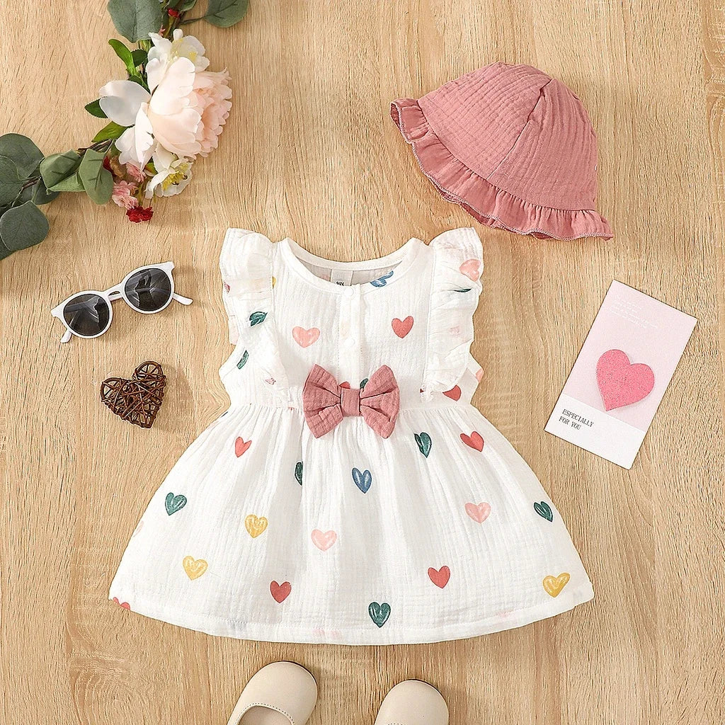 Baby Girl 2PCS Summer Cotton Dress +Hat Clothing Set childrensterritory