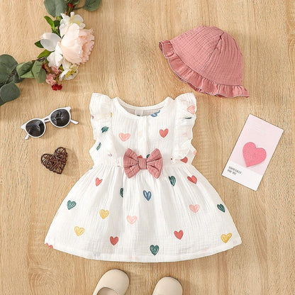 Baby Girl 2PCS Summer Cotton Dress +Hat Clothing Set childrensterritory
