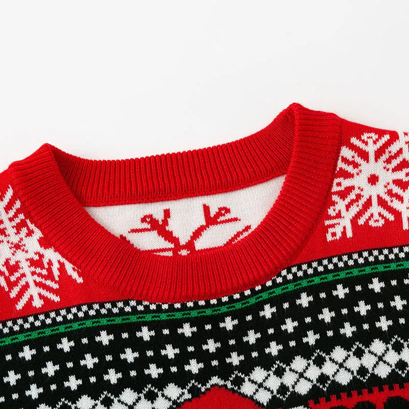 Kids' Long-Sleeved Christmas Print Winter Sweater
