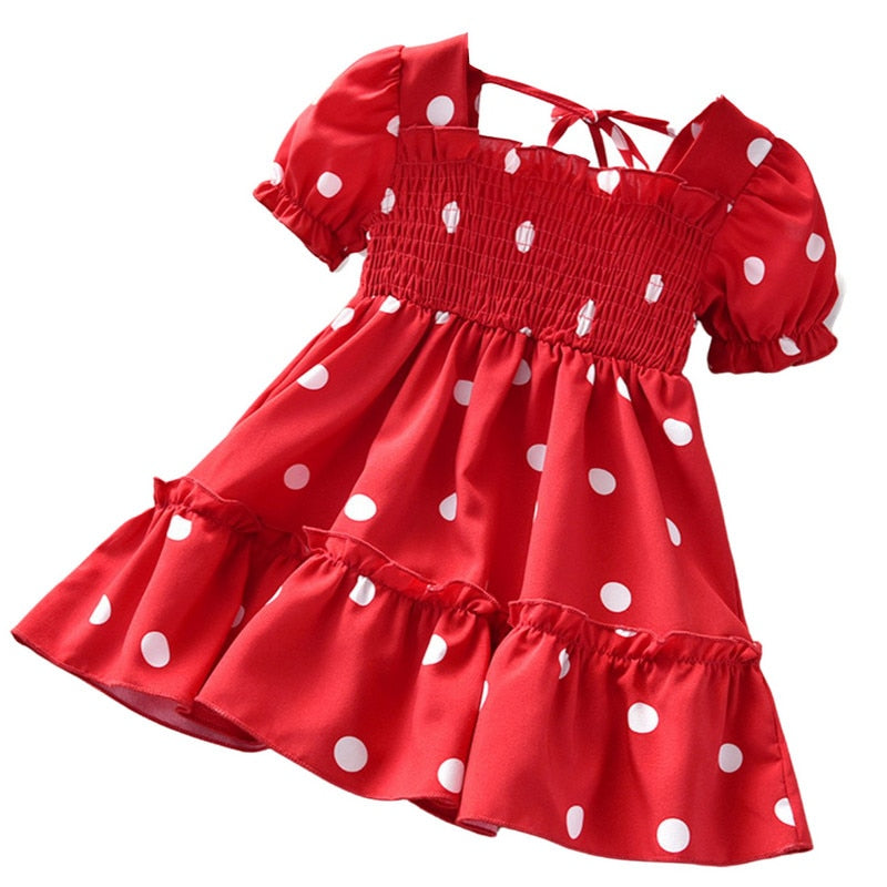 Little Girls Leopard Printed Ruffled Bowknot Party Dress childrensterritory