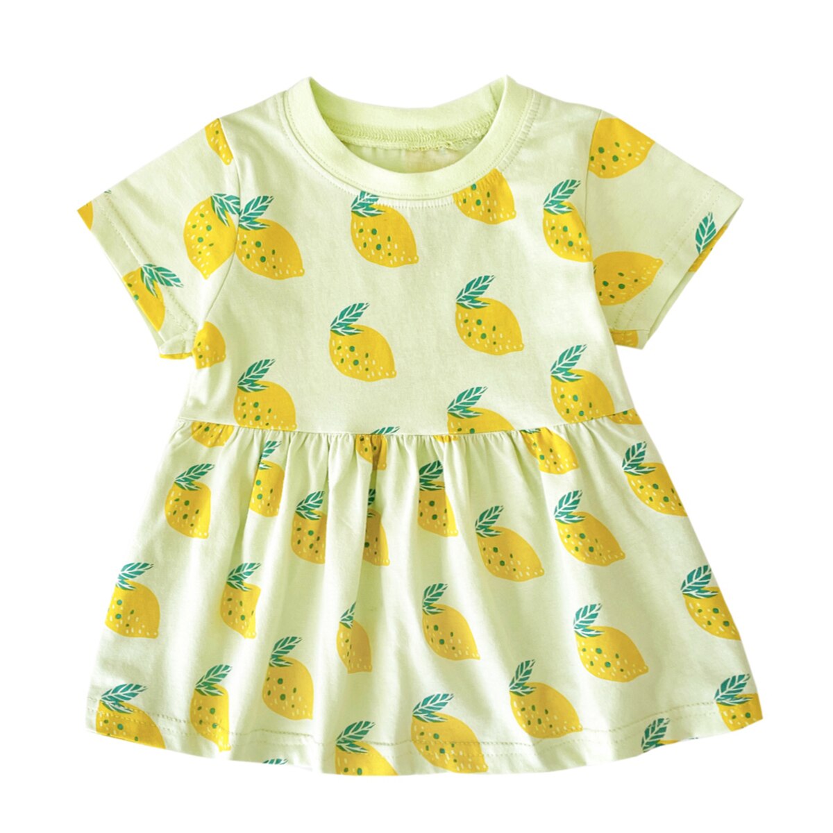 Fruit Print Little Girls Summer Holiday Cotton Dresses childrensterritory