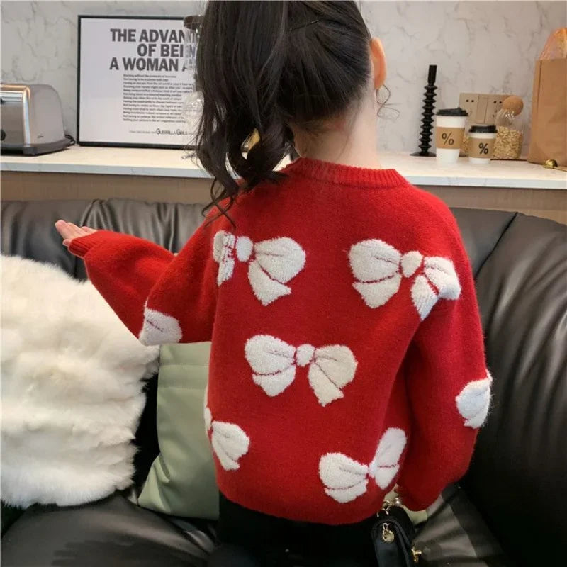 Girls' Long-Sleeve Round-Neck Winter Sweater