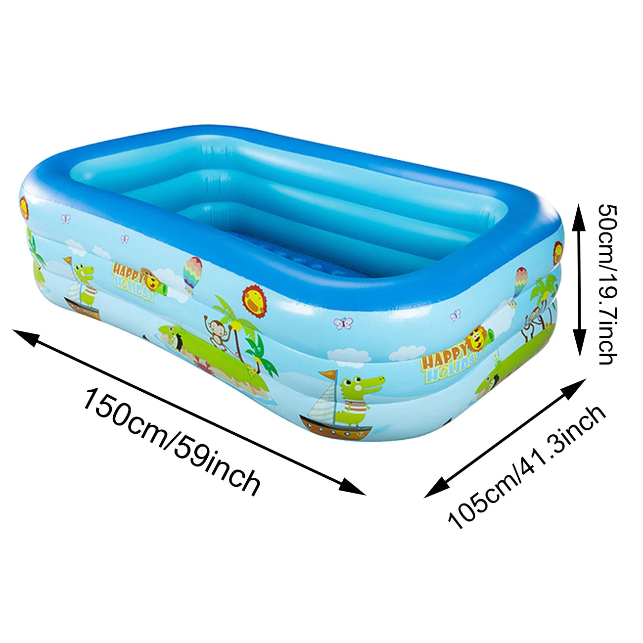 Rectangular Large Inflatable Swimming Pool Kids Outdoor Toy