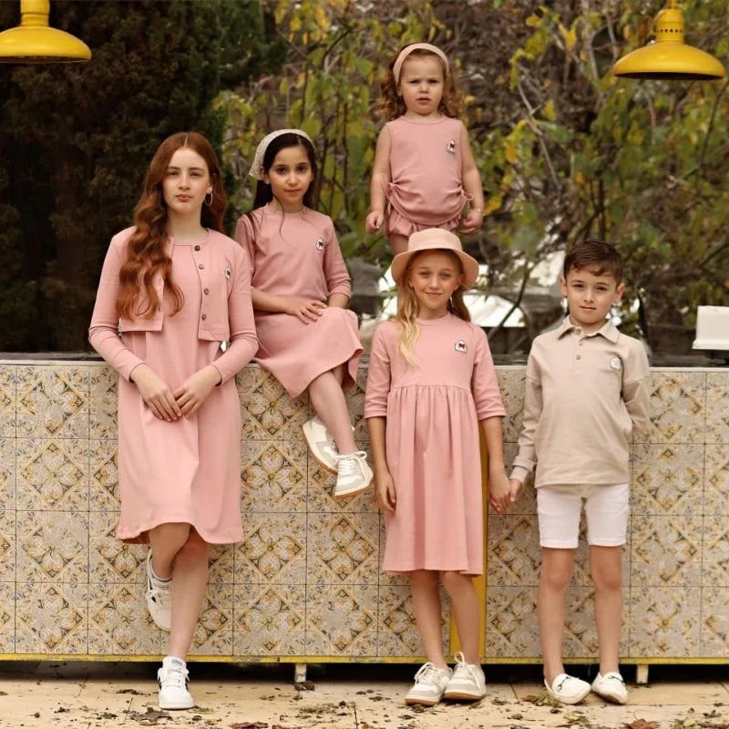 Pink and Blue Colored Brother and Sister Family Matching Outfits childrensterritory