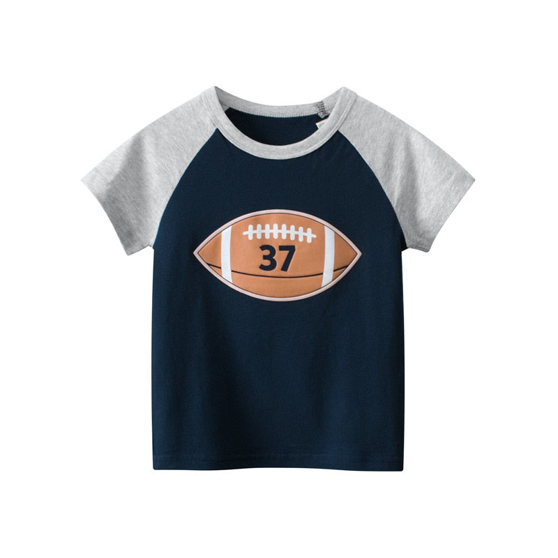Cartoon Letter Printed Kids Boys Girls Loose Summer Cotton Top childrensterritory